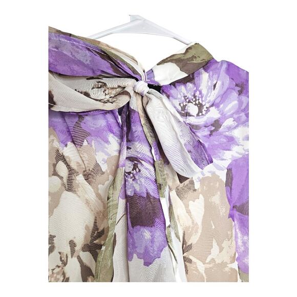 NEW Robbie Bee Women's Sleeveless Back Keyhole Tie Floral Dress White (Size: 12) - Picture 8 of 8